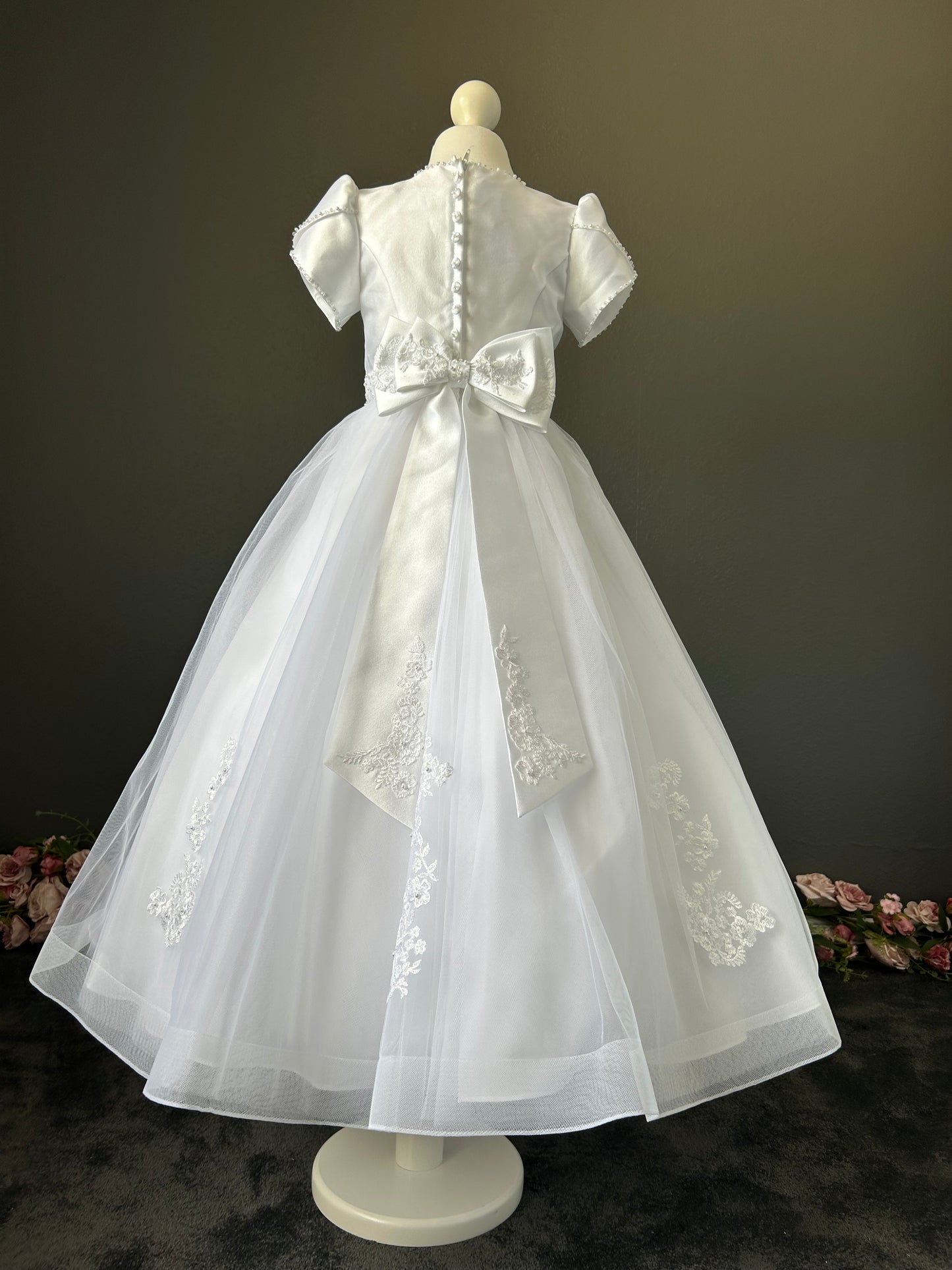 Poinsettia White Communion Dress - MK2106 - Ballet Length