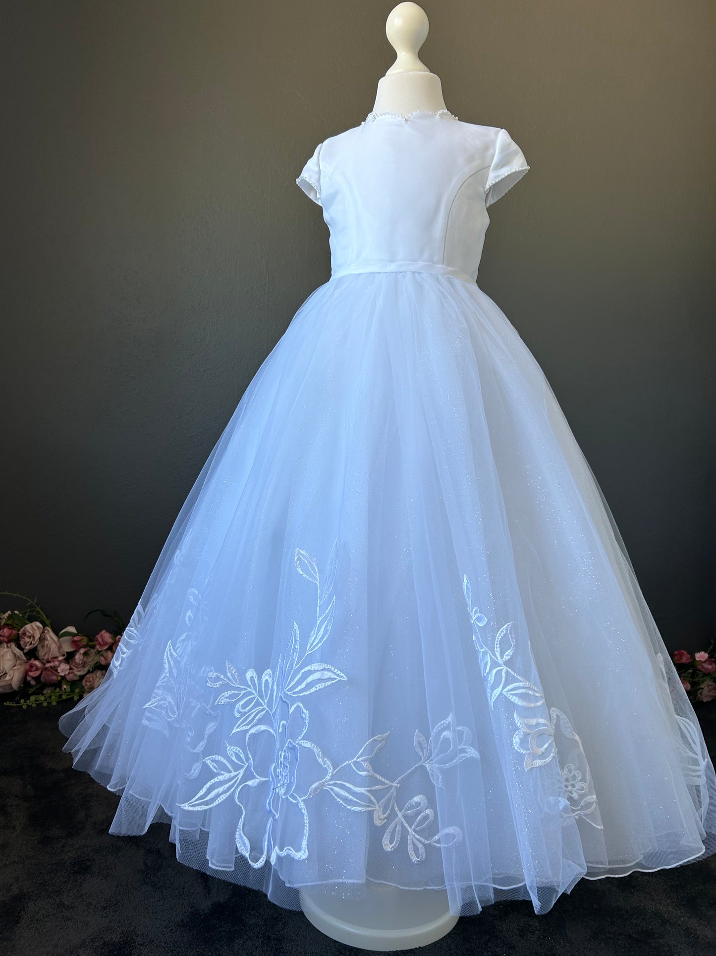 Poinsettia White Communion Dress - CT5238 - Ballet Length