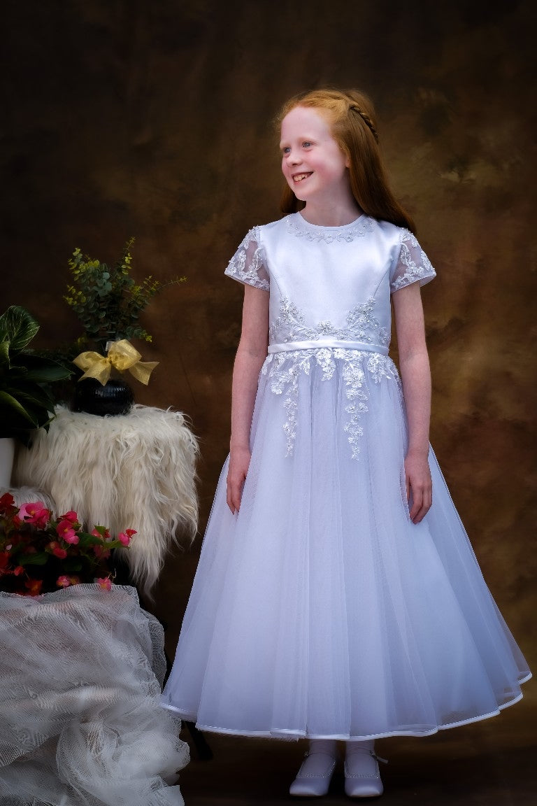 Poinsettia White Communion Dress - CT5215 - Ballet Length