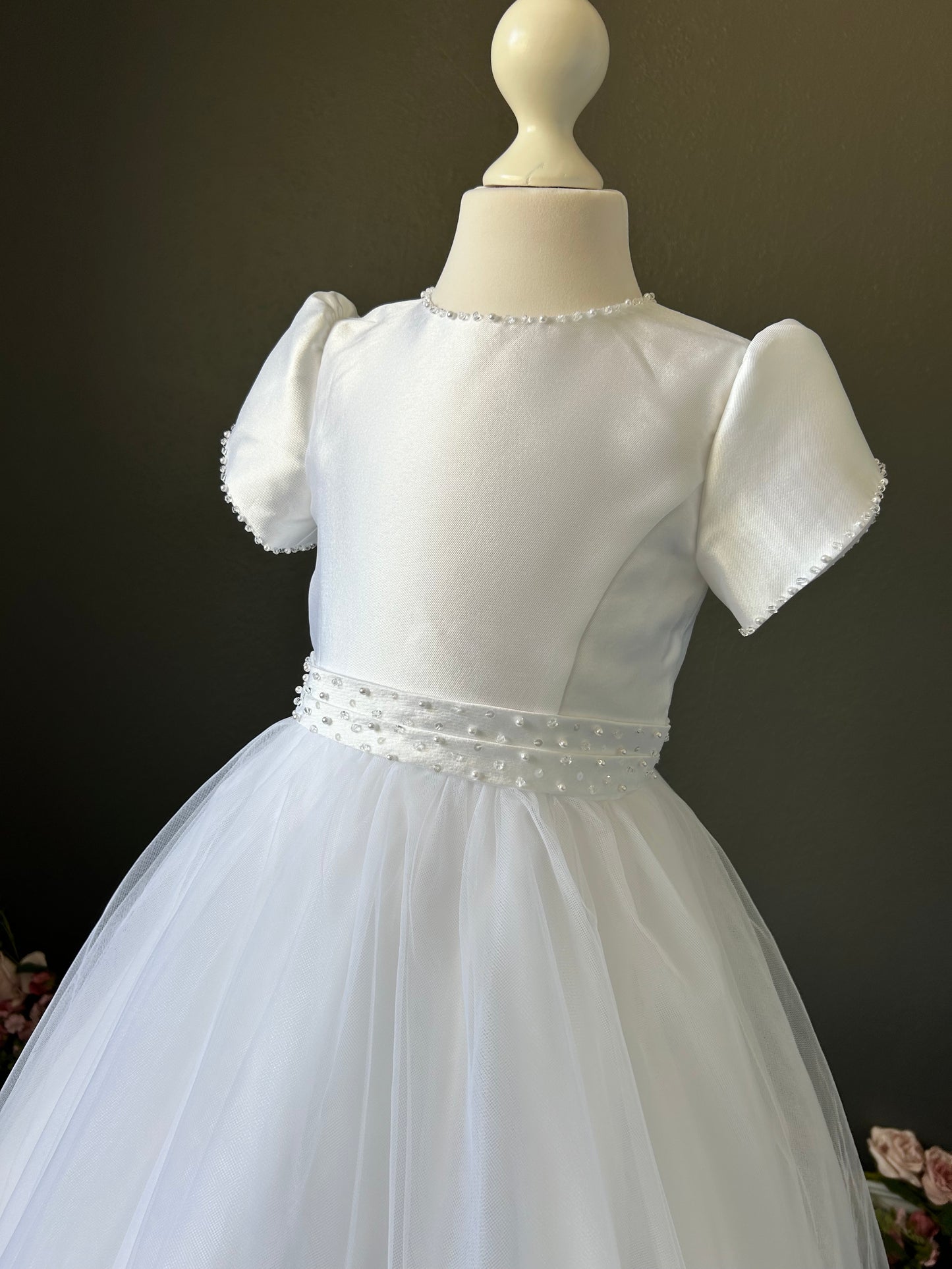 Poinsettia White Communion Dress - MK2106 - Ballet Length