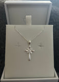 Sterling silver with diamanté Cross Necklace