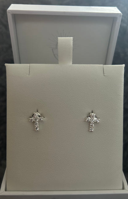 Diamanté Cross Communion Earrings