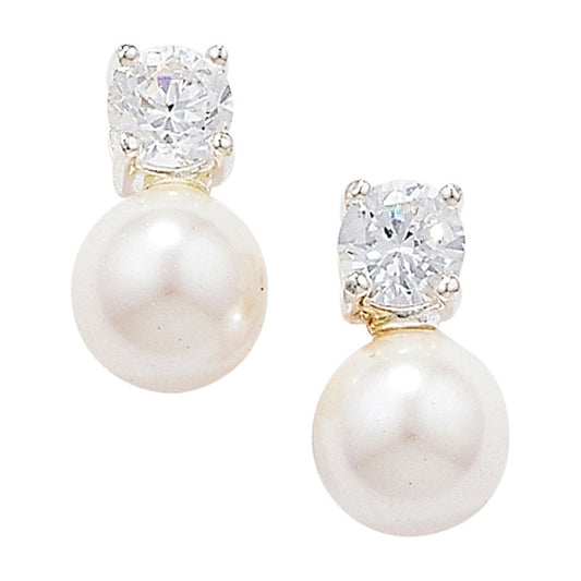 Holy Communion S/S Pearl And Cz Earrings