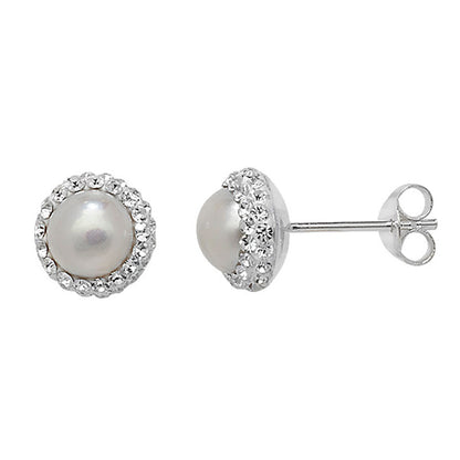 Pearl earrings with crystal surround Earrings