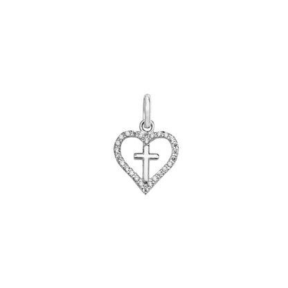 Diamanté Heart Cross Necklace