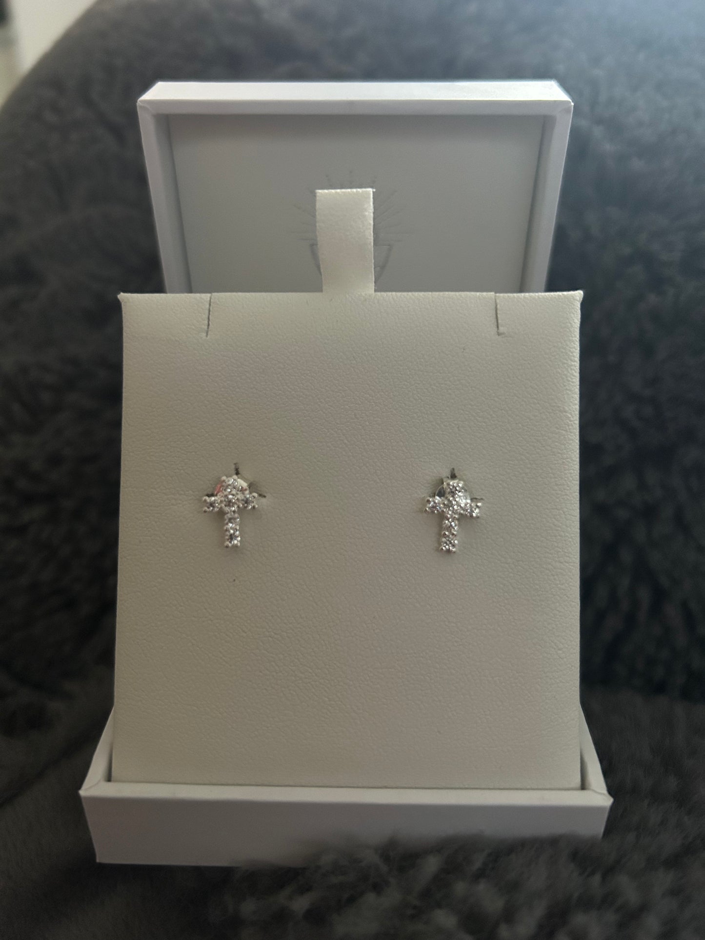 Diamanté Cross Communion Earrings