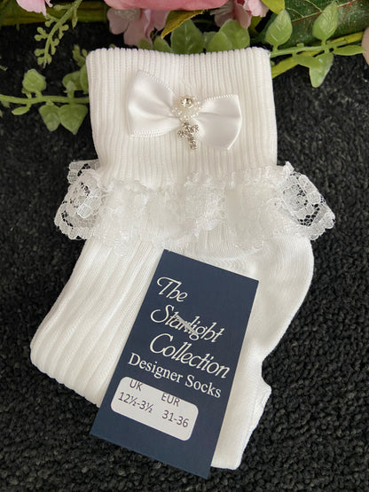 The Starlight Collection - Tammy Rosa Single Frill Communion Socks White