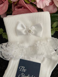 The Starlight Collection - Tammy Kelly Single Frill Communion Socks White