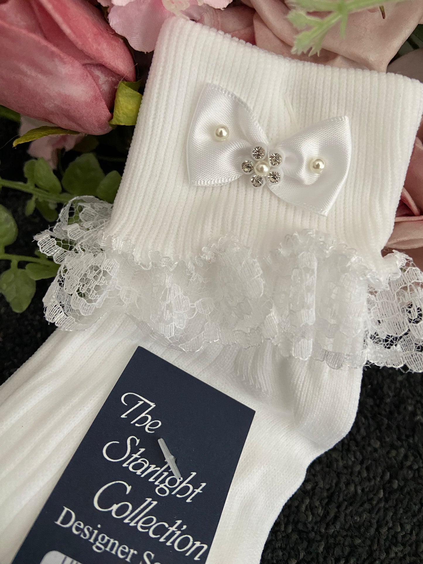 The Starlight Collection - Tammy Annie Single Frill Communion Socks White