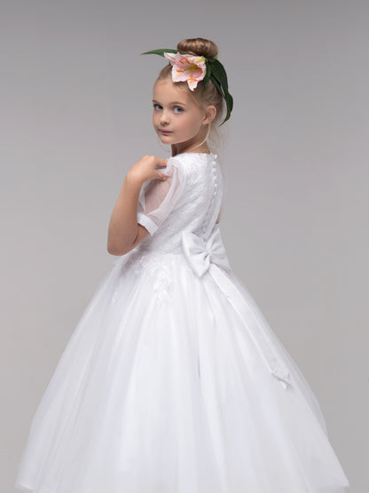 Paula's Communion- White Communion Dress - PJ-51 Long Length