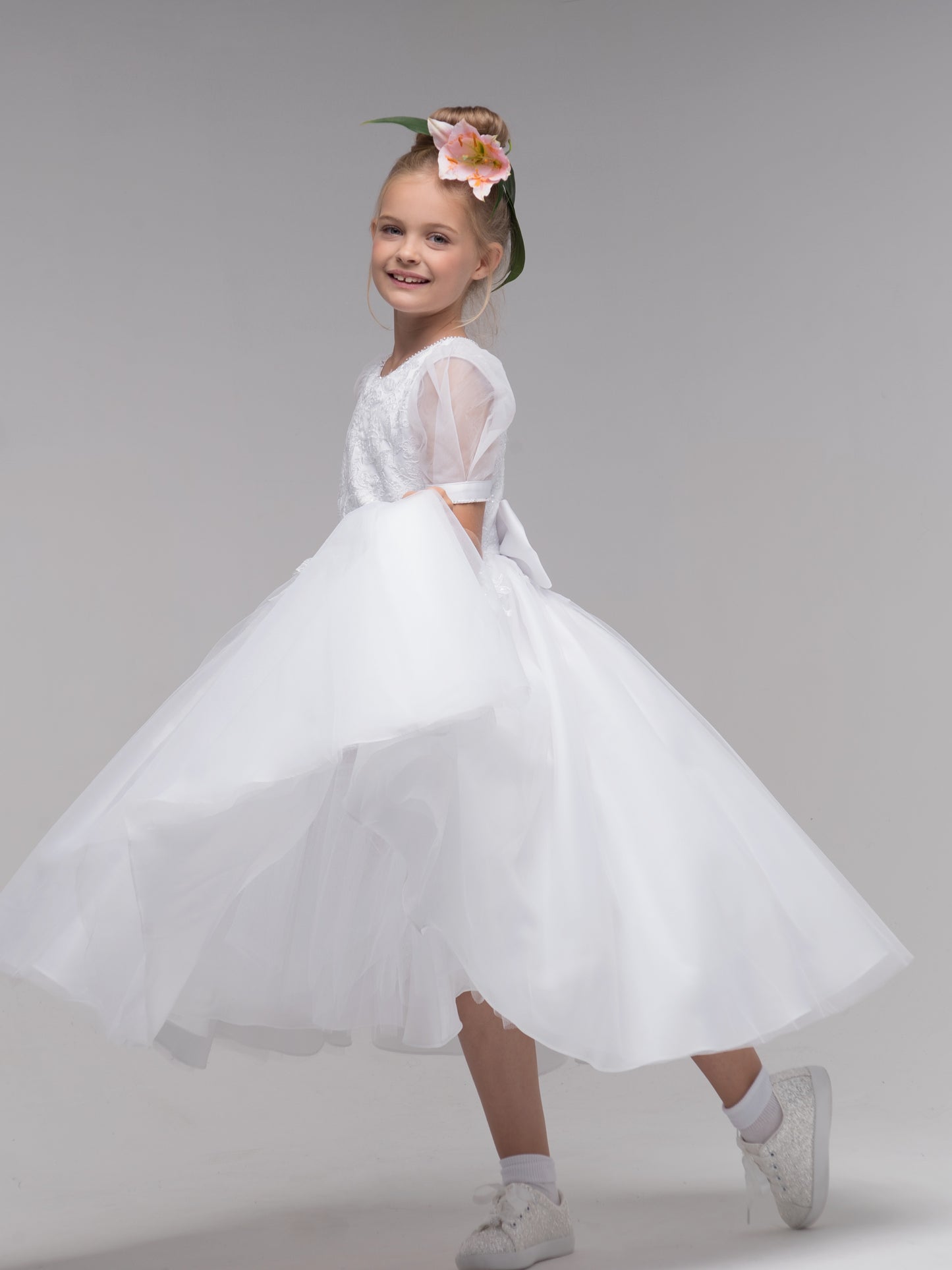 Paula's Communion- White Communion Dress - PJ-51 Long Length