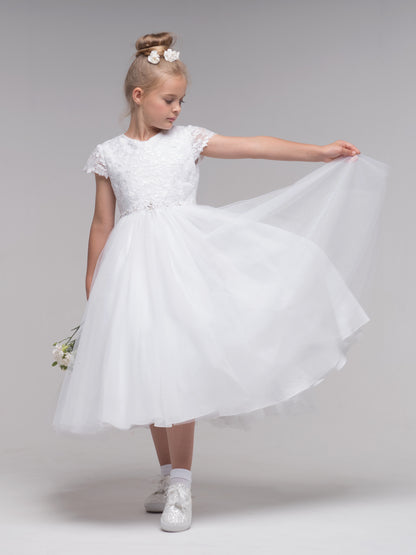 Paula's Communion- White Communion Dress - PJ-53 Long Length