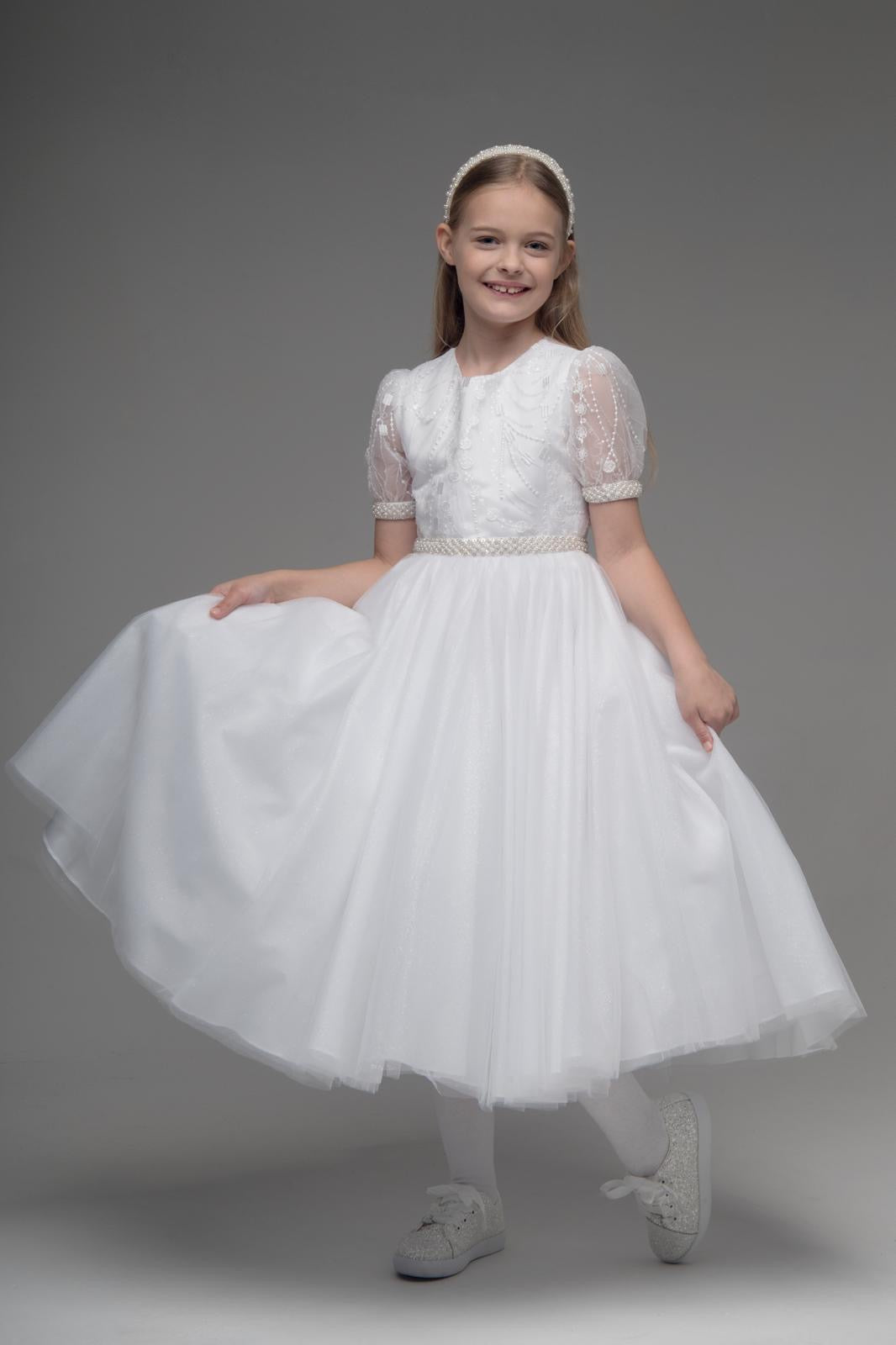 Paula's Communion- White Communion Dress - PJ-59 Long Length