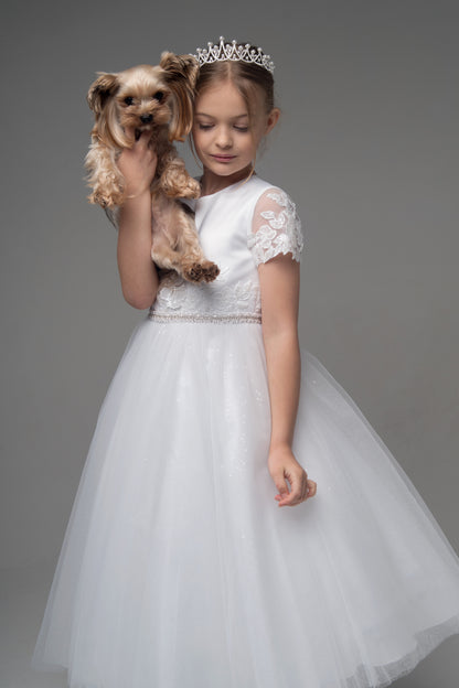 Paula's Communion- White Communion Dress - PJ-66 Long Length