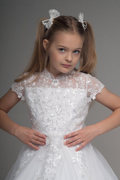 Paula's Communion- White Communion Dress - PJ-67 Long Length