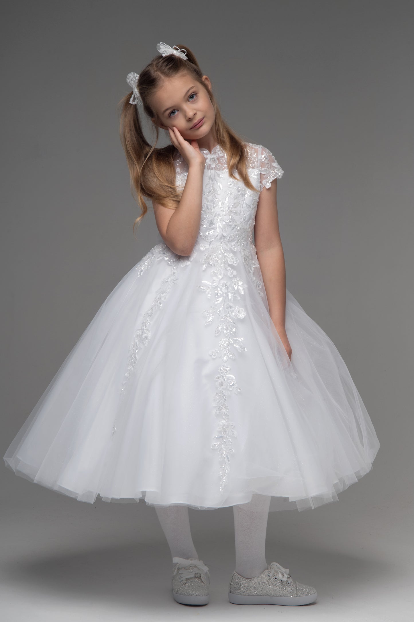 Paula's Communion- White Communion Dress - PJ-67 Long Length