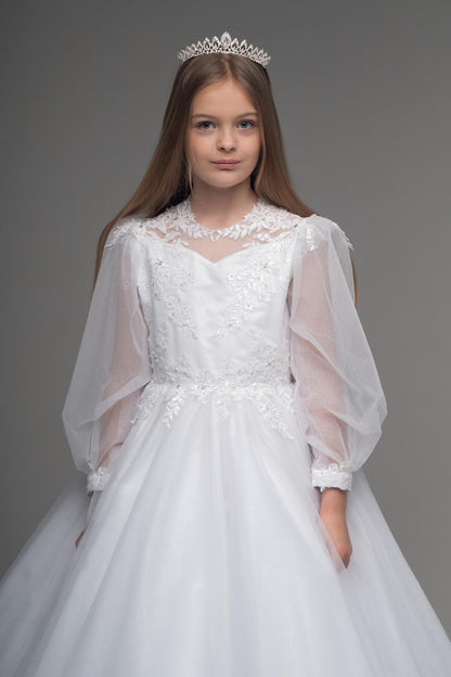 Paula's Communion- White Communion Dress - PJ-69 Long Length