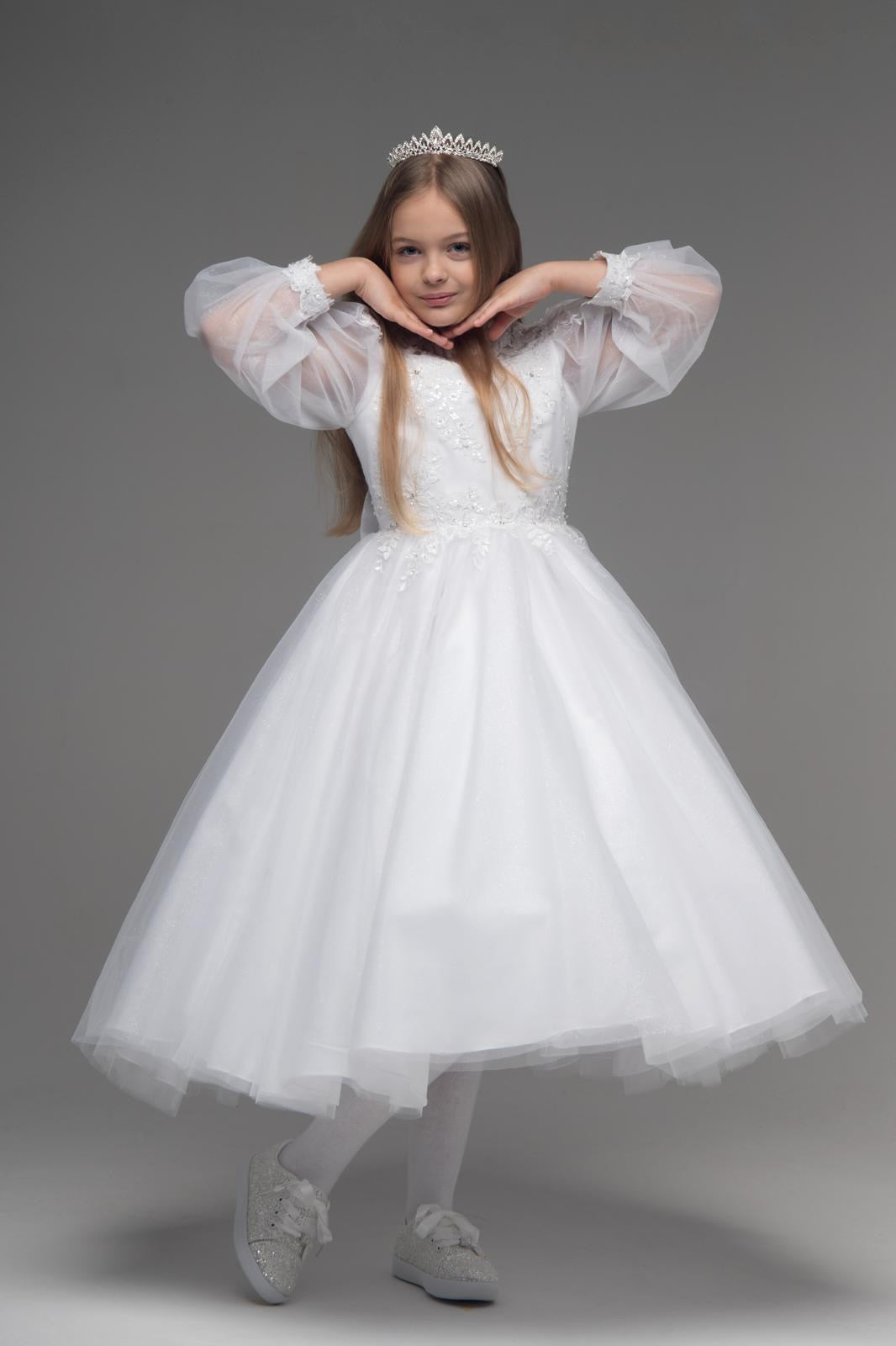 Paula's Communion- White Communion Dress - PJ-69 Long Length