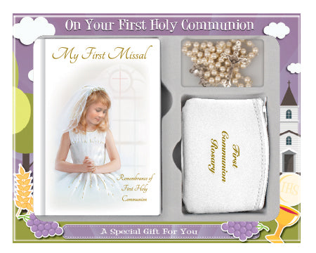 Communion gift set girl with rosary purse - C5191