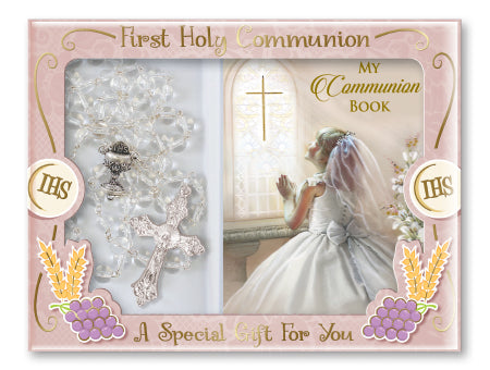 Communion Rosary beads and Prayerbook Giftset - 6042