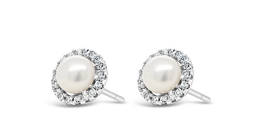 Pearl and diamanté earrings - HCE417